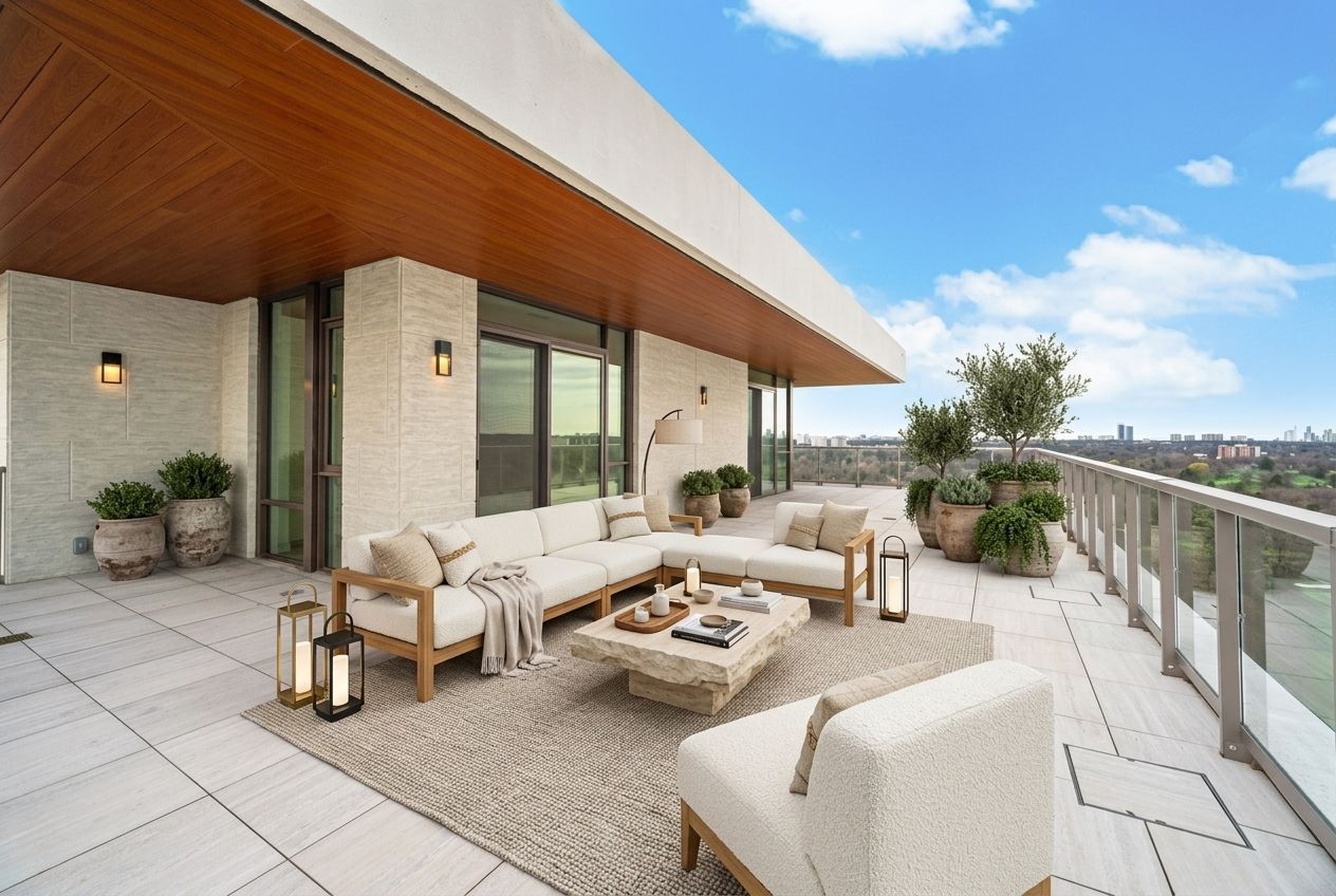 Primary suite terrace outdoor space – Penthouse UPH1, Thornhill